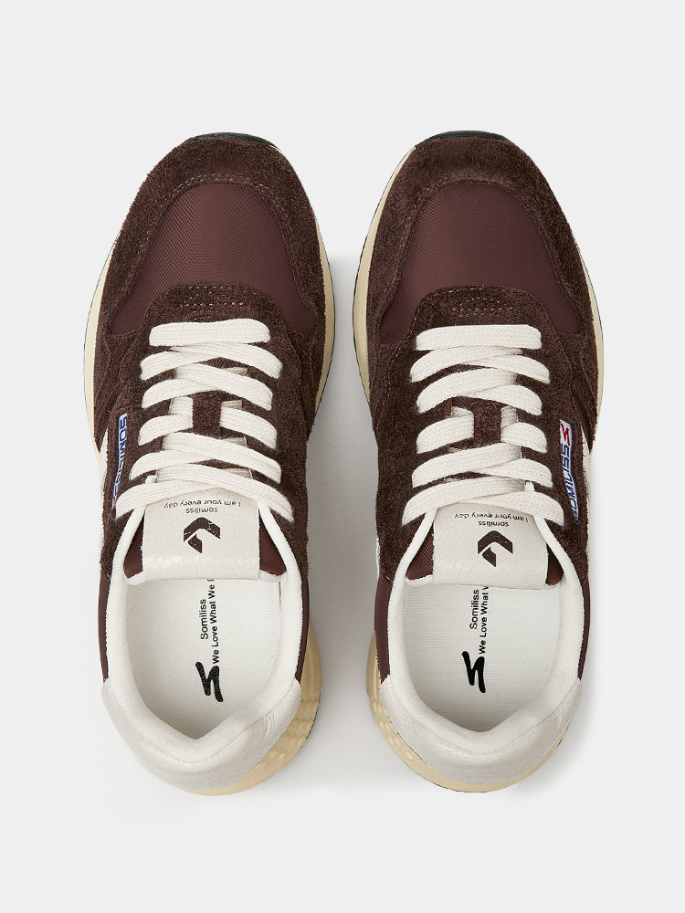 Retro Classic Casual Women's Fashion Sneakers Dark Brown Suede