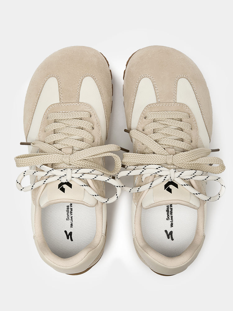 Casual Office Wide Toe Box Women Fashion Sneakers Beige/White