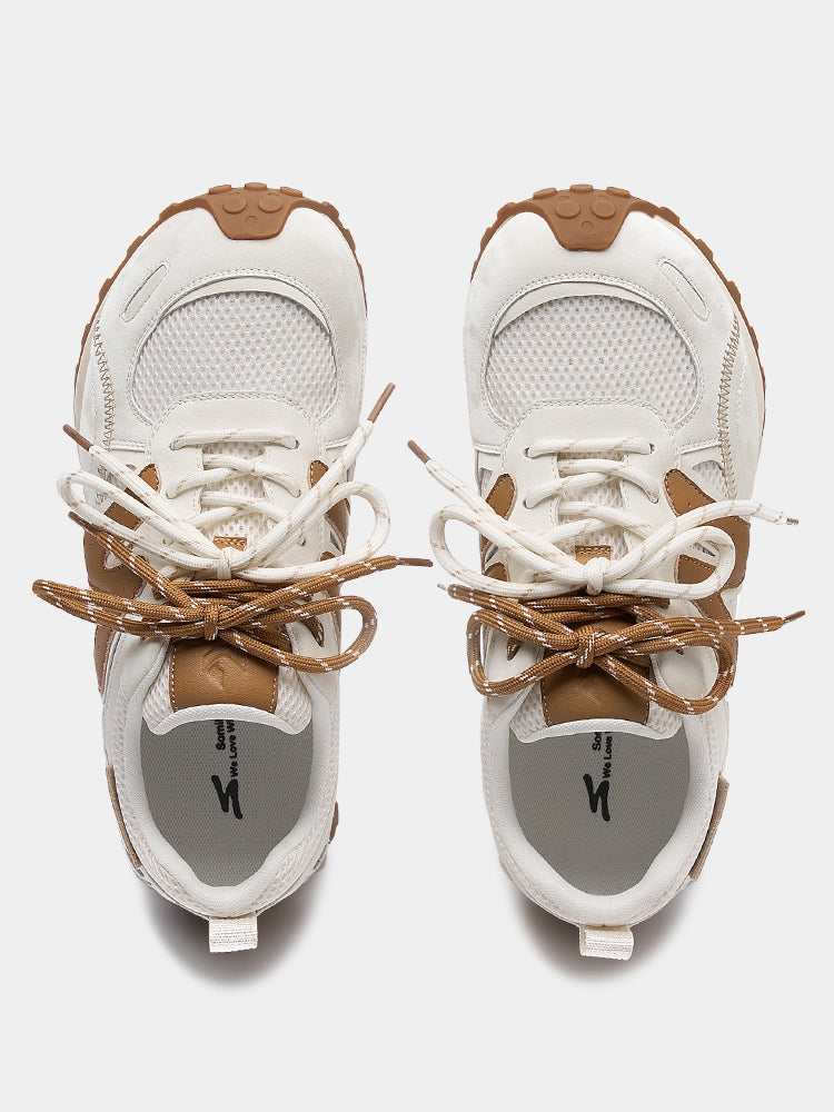 Women's Wide Toe Box Shoes with Arch Support Beige&white