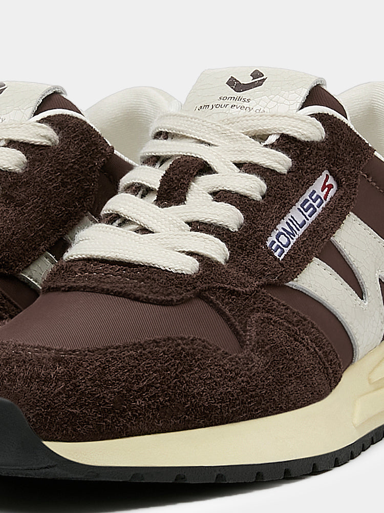 Retro Classic Casual Women's Fashion Sneakers Dark Brown Suede