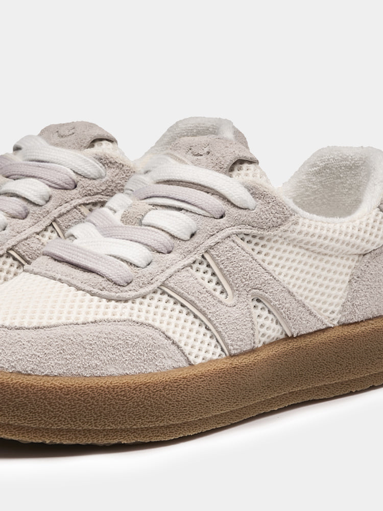 Comfort Fashion Women's Skate Shoes White Mesh Grey Suede