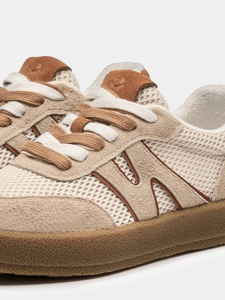 Comfort Fashion Women's Skate Shoes Beige Mesh Tan Suede
