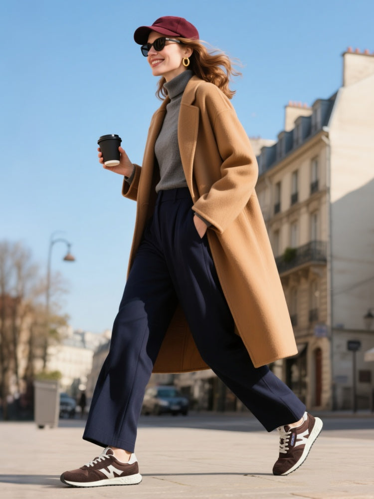 Retro Classic Casual Women's Fashion Sneakers Dark Brown Suede